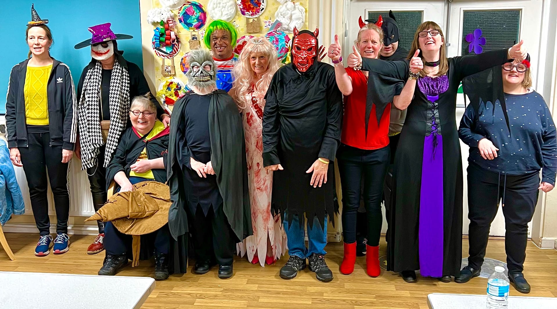 Members of Gateway Club are dressed in Halloween costumes