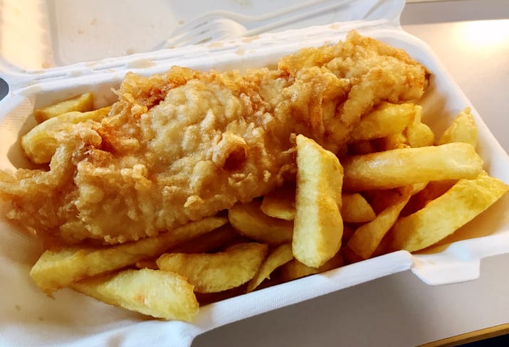 Battered fish and chips